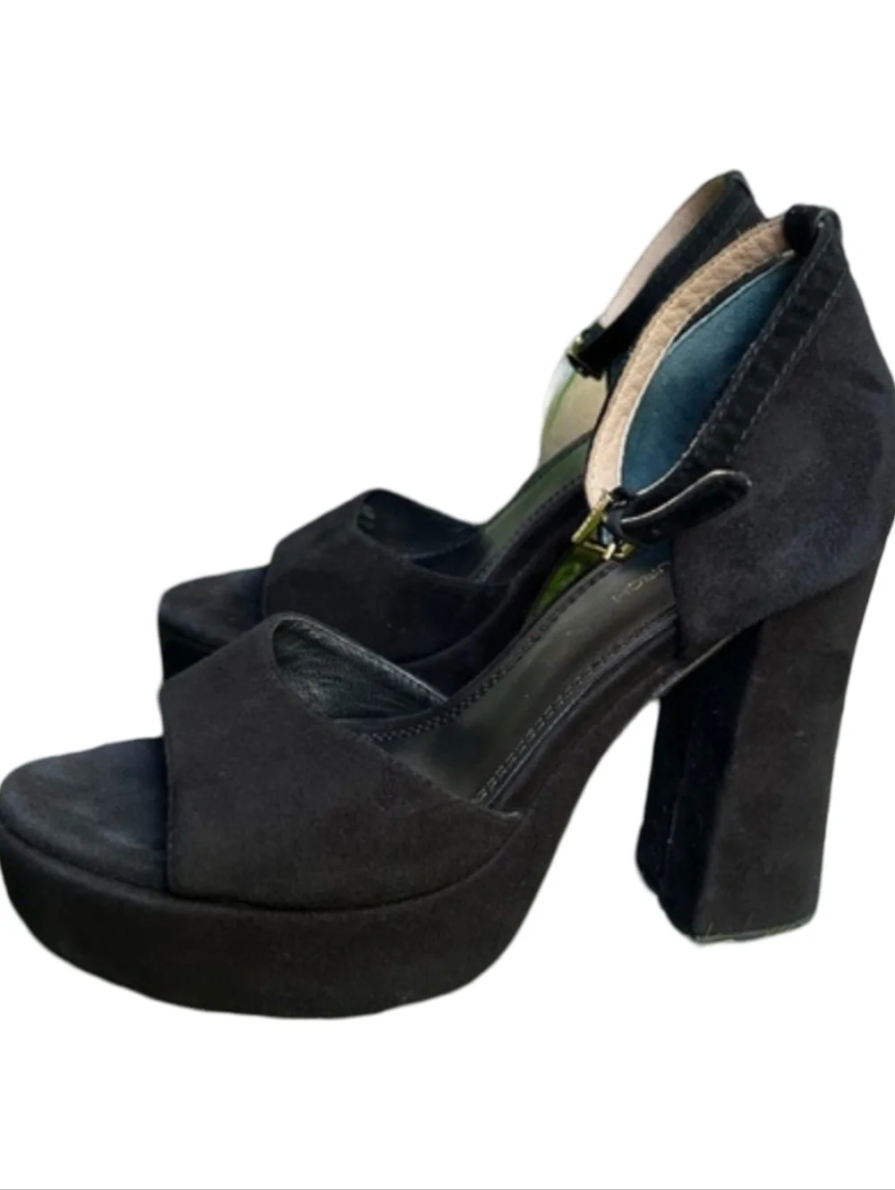 Tory Burch Black Suede Platform Block Heel Sandals